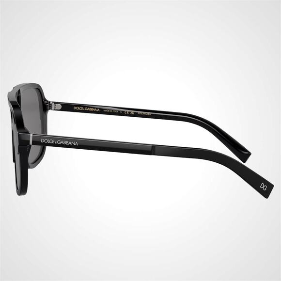 New Dolce & Gabbana Sunglasses Polarized Black Aviator Pilot Silver Metal - Picture 3 of 6